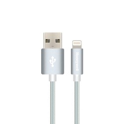 Honeywell USB 2.0 to Lightning cable,MFI-certified Apple original lighting cable, Fast Charging, Nylon-Braided sync and charge cable for iPhone, iPad, Airpods, iPod, 4 Feet (1.2M)- Silver