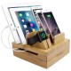 iCozzier Tabletop Bamboo 5-Slot Removable Tablet Phone Stand Holder Desktop Organizer for Apple Watch, iPhone, iPad, iWatch Stand Cord Organizer