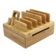 iCozzier Tabletop Bamboo 5-Slot Removable Tablet Phone Stand Holder Desktop Organizer for Apple Watch, iPhone, iPad, iWatch Stand Cord Organizer