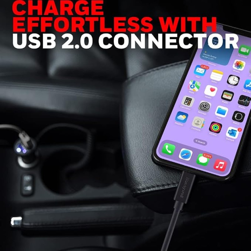 (Refurbished) Honeywell USB to Lightning Cable, MFI Certified Apple Original Lighting Connector, Fast Charging, Non-Braided sync and Charge Cable for iPhone, iPad, Airpods, iPod, 4 Feet (1.2M)- Black