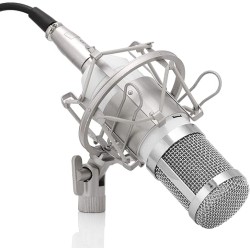 Powerpak Bm-800 White Professional Condenser USB Microphone with Metal Shock Mount (Requires Phantom Power Or Sound Card)