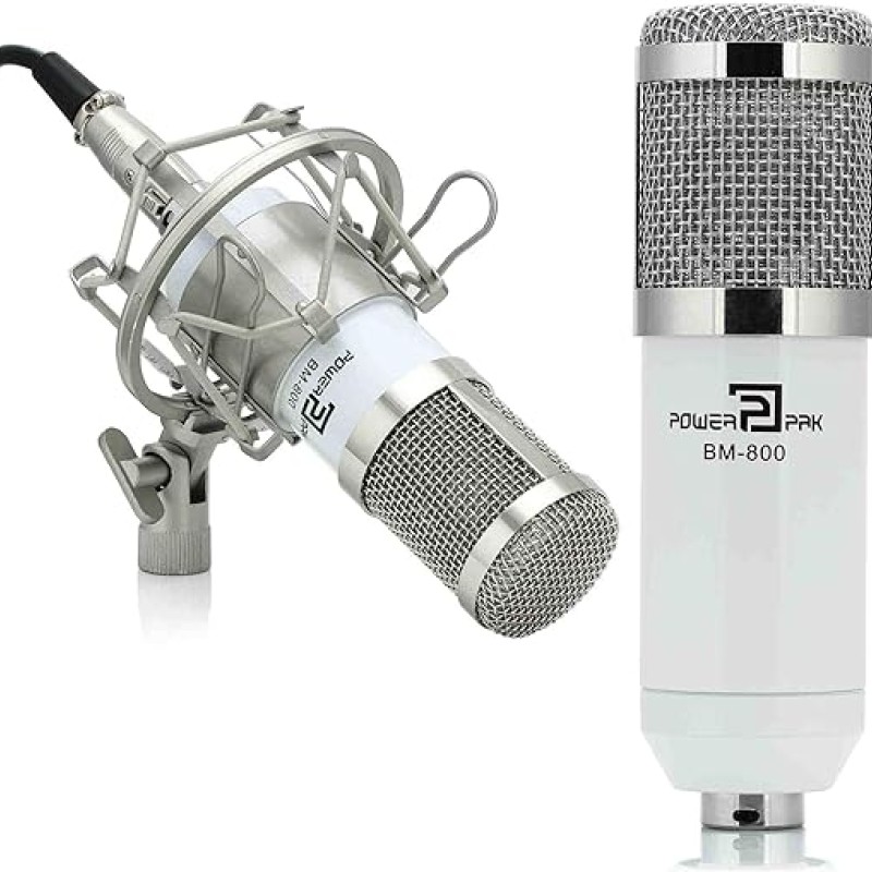 Powerpak Bm-800 White Professional Condenser USB Microphone with Metal Shock Mount (Requires Phantom Power Or Sound Card) Powerpak Bm-800 White Professional Condenser USB Microphone with Metal Shock Mount (Requires Phantom Power Or Sound Card)