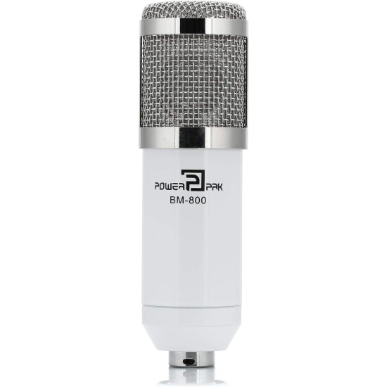 Powerpak Bm-800 White Professional Condenser USB Microphone with Metal Shock Mount (Requires Phantom Power Or Sound Card) Powerpak Bm-800 White Professional Condenser USB Microphone with Metal Shock Mount (Requires Phantom Power Or Sound Card)