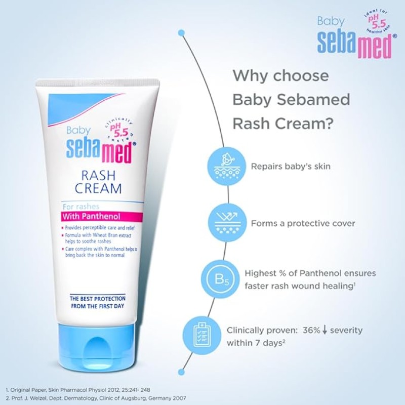 Sebamed Baby Rash Cream|pH 5.5|Ideal for Diaper Rashes| Faster rash healing |100 ml Sebamed Baby Rash Cream|pH 5.5|Ideal for Diaper Rashes| Faster rash healing |100 ml