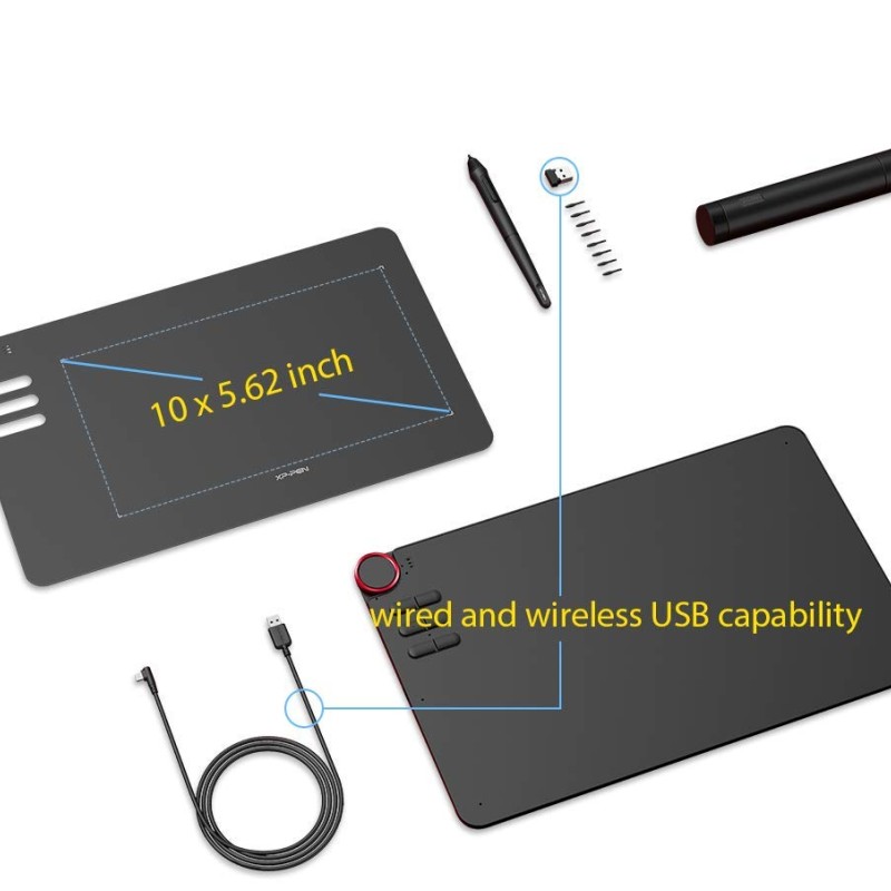XP-PEN Deco03 Award Winning Wireless Graphics Drawing Tablet Pen Tablet, 8192 Levels of Pressure Sensitivity, Battery Free Stylus, 8 Shortcut Keys and 8 Replacement nibs (Black, 10x6 Size) XP-PEN Deco03 Award Winning Wireless Graphics Drawing Tablet Pen Tablet, 8192 Levels of Pressure Sensitivity, Battery Free Stylus, 8 Shortcut Keys and 8 Replacement nibs (Black, 10x6 Size)
