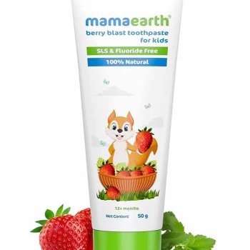 Mamaearth 100% Natural Berry Blast Kids Plaque Removal Toothpaste 50 Gm, Fluoride Free, SLS Free, No Artificial Flavours, Best for baby