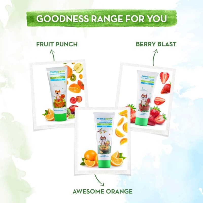 Mamaearth 100% Natural Berry Blast Kids Plaque Removal Toothpaste 50 Gm, Fluoride Free, SLS Free, No Artificial Flavours, Best for baby