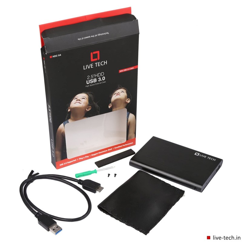 Live Tech 2.5 Inch SATA to USB 3.0 External Hard Drive Enclosure Case for Laptop Hard Disks (Hard Disk Not Included) (2.5" USB 3.0, Black) Live Tech 2.5 Inch SATA to USB 3.0 External Hard Drive Enclosure Case for Laptop Hard Disks (Hard Disk Not Included) (2.5" USB 3.0, Black)