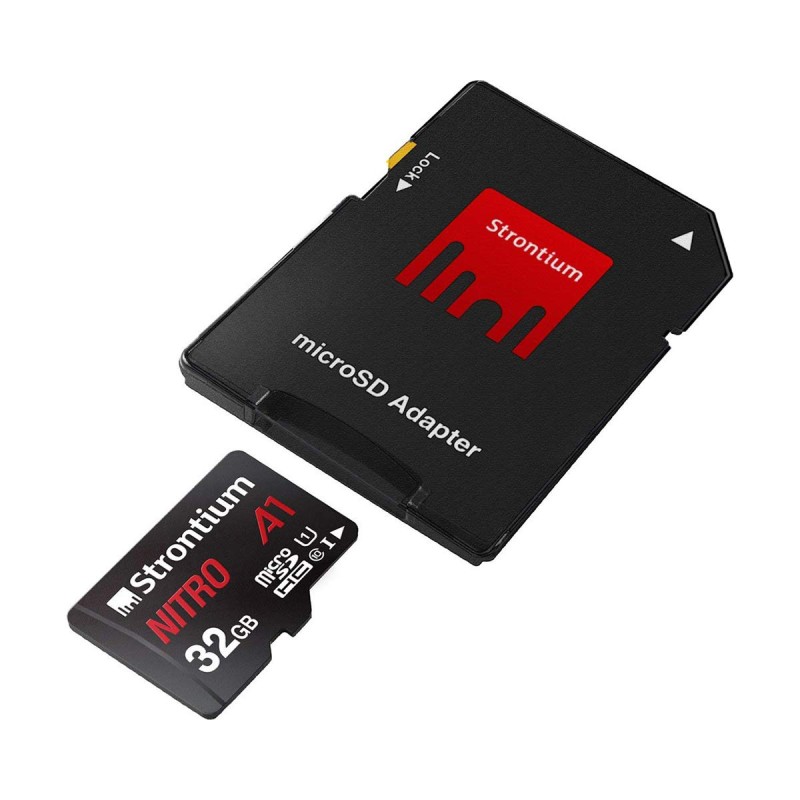 Strontium Nitro A1 32GB Micro SDHC Memory Card 100MB/s A1 UHS-I U1 Class 10 with High Speed Adapter for Smartphones Tablets Drones Action Cams Strontium Nitro A1 32GB Micro SDHC Memory Card 100MB/s A1 UHS-I U1 Class 10 with High Speed Adapter for Smartphones Tablets Drones Action Cams