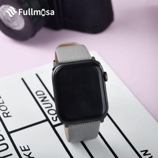 Fullmosa Leather Bands Compatible with Apple Watch 49mm 46mm 45mm 44mm 42mm 41mm 40mm 38mm Women Band Strap for iWatch Ultra 2/Ultra/10/9/8/7/6/5/4/3/2/1/SE2/SE, 49mm 46mm 45mm 44mm 42mm Grey