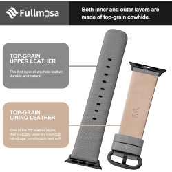 Fullmosa Leather Bands Compatible with Apple Watch 49mm 46mm 45mm 44mm 42mm 41mm 40mm 38mm Women Band Strap for iWatch Ultra 2/Ultra/10/9/8/7/6/5/4/3/2/1/SE2/SE, 49mm 46mm 45mm 44mm 42mm Grey