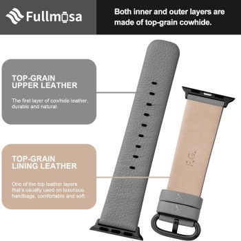 Fullmosa Leather Bands Compatible with Apple Watch 49mm 46mm 45mm 44mm 42mm 41mm 40mm 38mm Women Band Strap for iWatch Ultra 2/Ultra/10/9/8/7/6/5/4/3/2/1/SE2/SE, 49mm 46mm 45mm 44mm 42mm Grey Fullmosa Leather Bands Compatible with Apple Watch 49mm 46mm 45mm 44mm 42mm 41mm 40mm 38mm Women Band Strap for iWatch Ultra 2/Ultra/10/9/8/7/6/5/4/3/2/1/SE2/SE, 49mm 46mm 45mm 44mm 42mm Grey