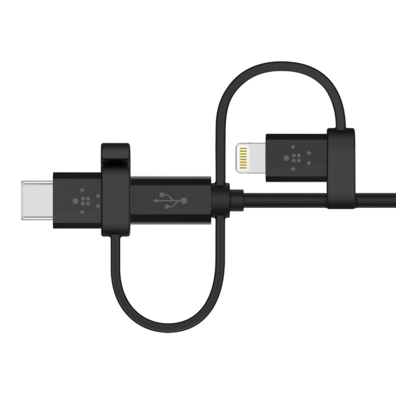 Belkin 3-in-1 Universal Micro USB, USB-C, Lightning Connector Cable 4 Feet (1.2 Meter) - Black Belkin 3-in-1 Universal Micro USB, USB-C, Lightning Connector Cable 4 Feet (1.2 Meter) - Black