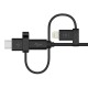 Belkin 3-in-1 Universal Micro USB, USB-C, Lightning Connector Cable 4 Feet (1.2 Meter) - Black