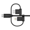 Belkin 3-in-1 Universal Micro USB, USB-C, Lightning Connector Cable 4 Feet (1.2 Meter) - Black Belkin 3-in-1 Universal Micro USB, USB-C, Lightning Connector Cable 4 Feet (1.2 Meter) - Black