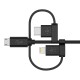 Belkin 3-in-1 Universal Micro USB, USB-C, Lightning Connector Cable 4 Feet (1.2 Meter) - Black