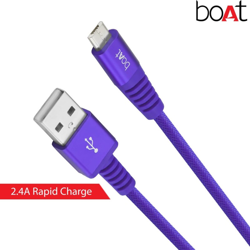 (Refurbished) boAt Rugged V3 Braided Micro USB Cable (Mystic Purple)