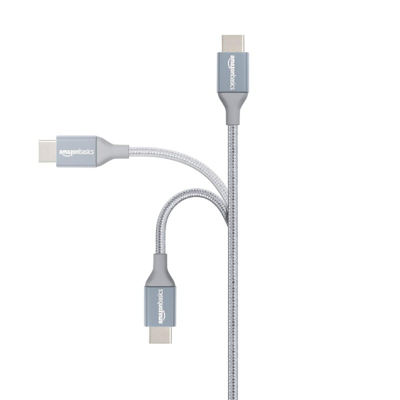 (Refurbished) Amazon Basics Nylon Braided USB-C to USB-A 2.0 Fast Charging Cable, 480Mbps Speed, USB-IF Certified, for Apple iPhone 16/15, iPad, Samsung Galaxy, Tablets, Laptops, 10 foot, Dark Grey