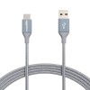 (Refurbished) Amazon Basics Nylon Braided USB-C to USB-A 2.0 Fast Charging Cable, 480Mbps Speed, USB-IF Certified, for Apple iPhone 16/15, iPad, Samsung Galaxy, Tablets, Laptops, 10 foot, Dark Grey