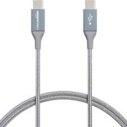 Double Braided Nylon USB-C to USB-C 2.0 Fast Charging Cable, 3A, Laptop, 3 Feet, Dark Grey