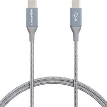 Double Braided Nylon USB-C to USB-C 2.0 Fast Charging Cable, 3A, Laptop, 3 Feet, Dark Grey