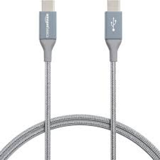 Double Braided Nylon USB-C to USB-C 2.0 Fast Charging Cable, 3A, Laptop, 3 Feet, Dark Grey