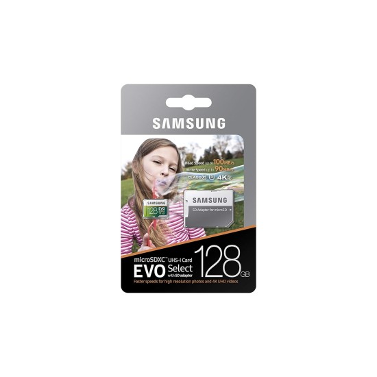 Samsung 128GB 100MB/s (U3) MicroSD EVO Select Memory Card with Adapter (MB-ME128GA/AM)