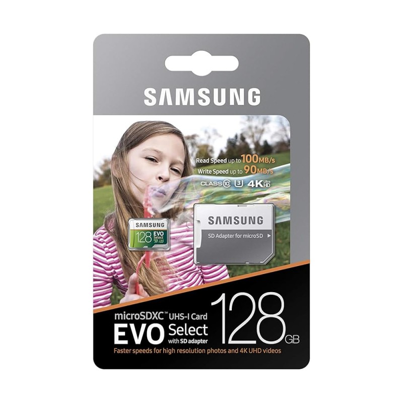 Samsung 128GB 100MB/s (U3) MicroSD EVO Select Memory Card with Adapter (MB-ME128GA/AM) Samsung 128GB 100MB/s (U3) MicroSD EVO Select Memory Card with Adapter (MB-ME128GA/AM)