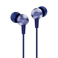 JBL C200SI, Premium in Ear Wired Earphones with Mic, Signature Sound, One Button Multi-Function Remote, Angled Earbuds for Comfort fit (Blue)