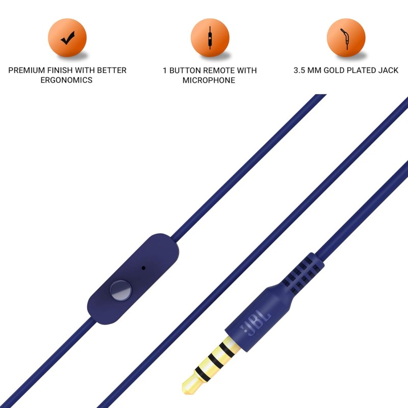 JBL C200SI, Premium in Ear Wired Earphones with Mic, Signature Sound, One Button Multi-Function Remote, Angled Earbuds for Comfort fit (Blue) JBL C200SI, Premium in Ear Wired Earphones with Mic, Signature Sound, One Button Multi-Function Remote, Angled Earbuds for Comfort fit (Blue)