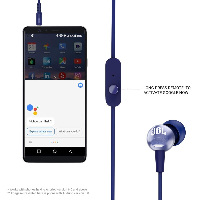 JBL C200SI, Premium in Ear Wired Earphones with Mic, Signature Sound, One Button Multi-Function Remote, Angled Earbuds for Comfort fit (Blue) JBL C200SI, Premium in Ear Wired Earphones with Mic, Signature Sound, One Button Multi-Function Remote, Angled Earbuds for Comfort fit (Blue)