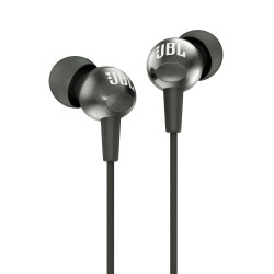 JBL C200SI, Premium in Ear Wired Earphones with Mic, Signature Sound, One Button Multi-Function Remote, Premium Metallic Finish, Angled Earbuds for Comfort fit (Gun Metal)