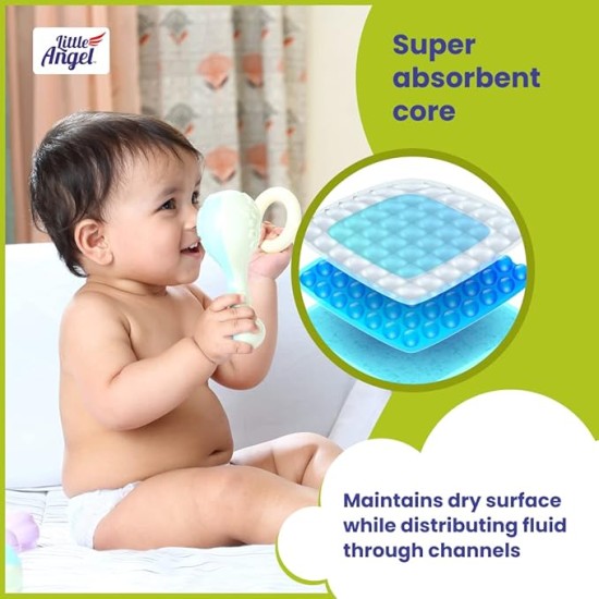 Little Angel Extra Dry Baby Pants Diaper, Large (L) Size, 48 Count, Super Absorbent Core Up to 12 Hrs. Protection, Soft Elastic Waist Grip & Wetness Indicator, Pack of 1, 8-14kg