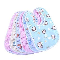 BabyGo Waterproof Spill Resistant Bibs, Baby Apron With Bib, Baby Bibs For 6 to 12 Months, Fastdry Bibs, Soft Cotton Bib (Set of 6)