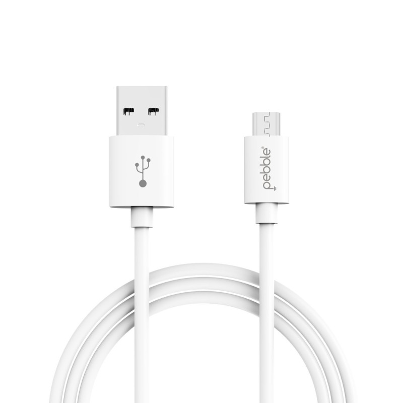 (Refurbished) Android Micro USB Cable, Pebble PBCM10 Micro USB Cable (3.2 Feet/1 Meter) | Fast Charging, 5000+ Bend Lifespan for Samsung, Nexus, LG, Motorola, Android Smartphones and More (White)