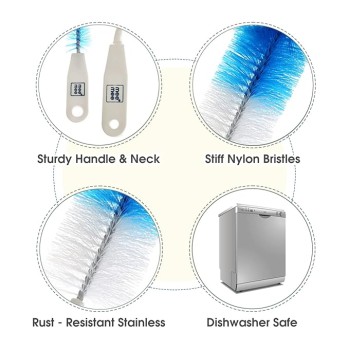 Mee Mee 360� Movable Nylon Bristle Baby Feeding Bottle & Nipple Cleaning Brush | Ergonomic Handle | Easy to Clean Bottle Corners for Narrow & Wide Neck | BPA Free Easy Hanging Storage (Dark Blue) Mee Mee 360� Movable Nylon Bristle Baby Feeding Bottle & Nipple Cleaning Brush | Ergonomic Handle | Easy to Clean Bottle Corners for Narrow & Wide Neck | BPA Free Easy Hanging Storage (Dark Blue)