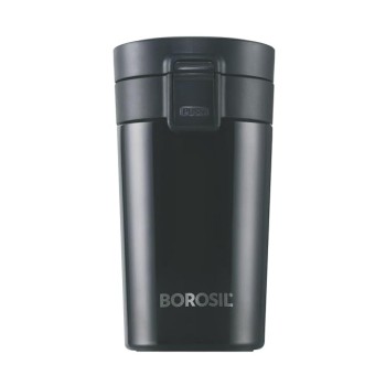 Borosil - vacuum insulated Hydra Coffeemate stainless Steel travel mug - spill proof - hot and cold_BT300BLK110_300ml