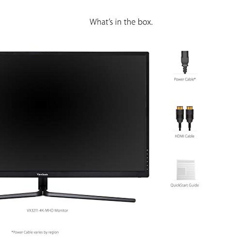 (Refurbished) ViewSonic VX3211-4K-MHD 32 Inch 4K UHD Monitor with 99% sRGB Color Coverage HDR10 FreeSync HDMI and DisplayPort, Black