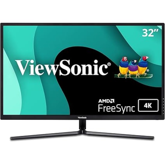 ViewSonic VX3211-4K-MHD 32 Inch 4K UHD Monitor with 99% sRGB Color Coverage HDR10 FreeSync HDMI and DisplayPort, Black