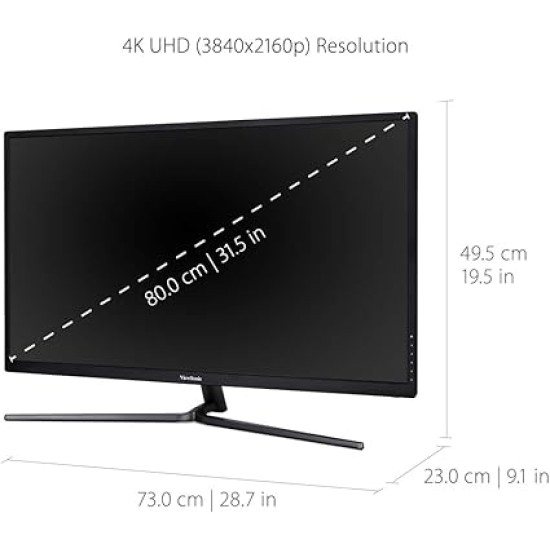 ViewSonic VX3211-4K-MHD 32 Inch 4K UHD Monitor with 99% sRGB Color Coverage HDR10 FreeSync HDMI and DisplayPort, Black