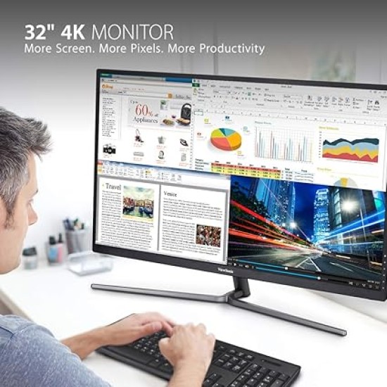 ViewSonic VX3211-4K-MHD 32 Inch 4K UHD Monitor with 99% sRGB Color Coverage HDR10 FreeSync HDMI and DisplayPort, Black