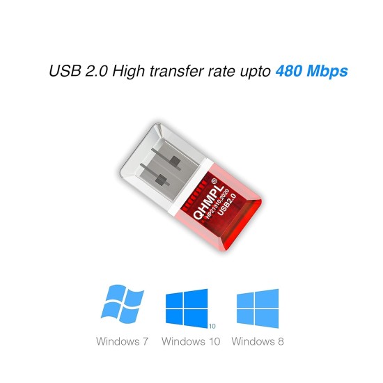 Quantum USB Card Reader for Micro SD/ TF Card, Compact and Lightweight, QHM-5570 (Red)