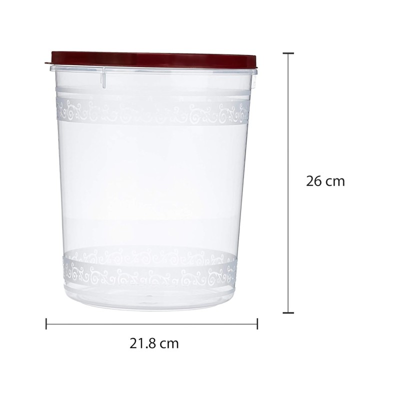 Solimo 2-Piece Kitchen Storage Container Set, 7.5 litres, Brown Lid, Plastic