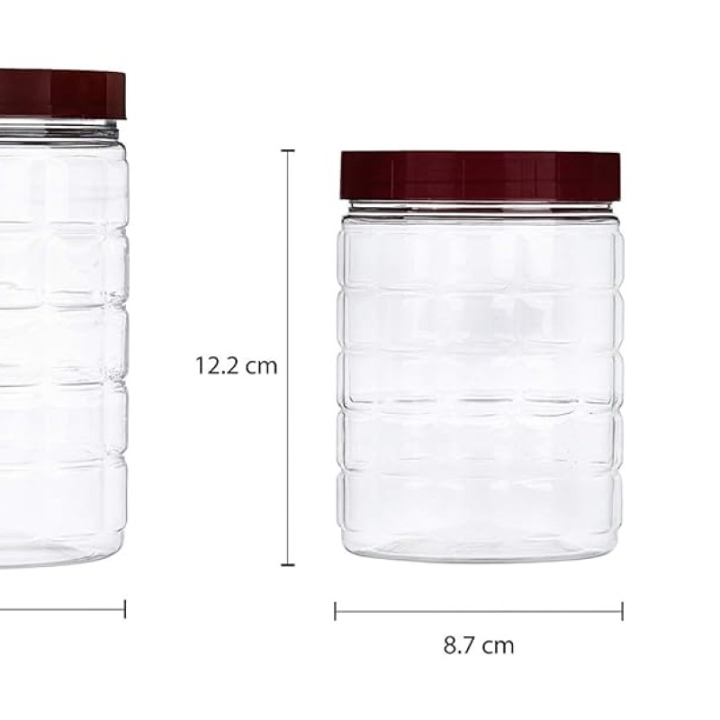 Solimo Checkered Airtight Jar Set of 12, plastic