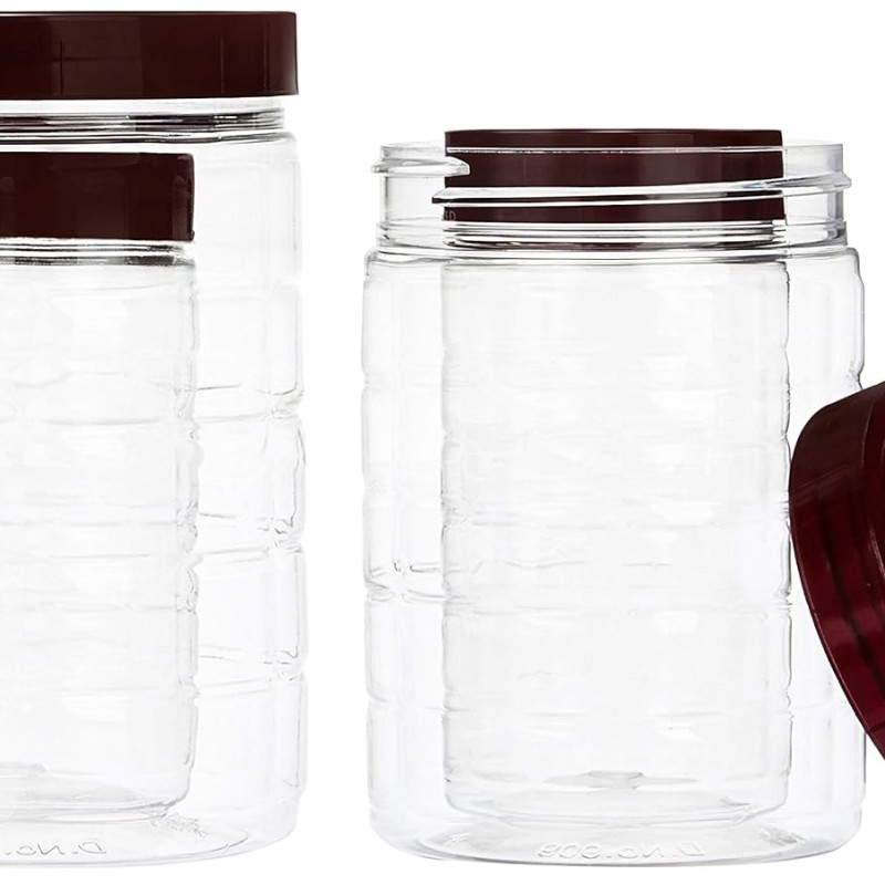 Solimo Checkered Airtight Jar Set of 12, plastic