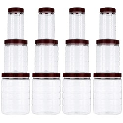 Amazon Brand - Solimo Checkered Airtight Jar Set of 12, plastic