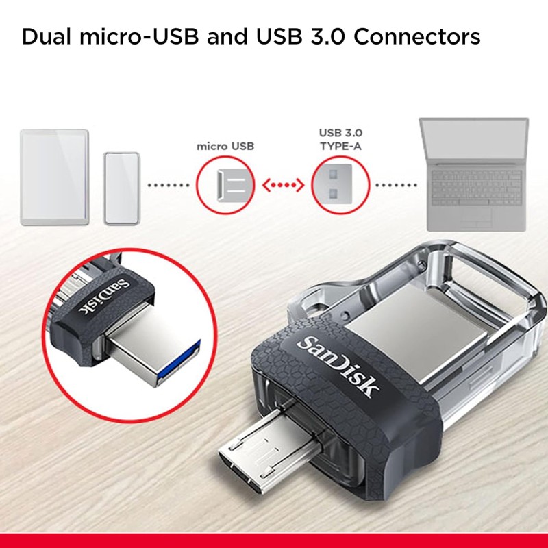 SanDisk Ultra Dual SDDD3-128G-I35 USB 3.0 128GB Flash Drive (Dual Micro-USB and USB 3.0 connectors) SanDisk Ultra Dual SDDD3-128G-I35 USB 3.0 128GB Flash Drive (Dual Micro-USB and USB 3.0 connectors)