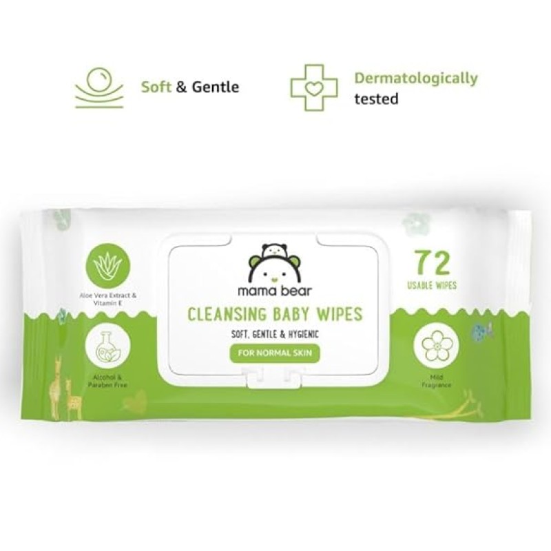 Mama Bear Wet Wipes (Pack of 3, 72 Sheets per Pack)