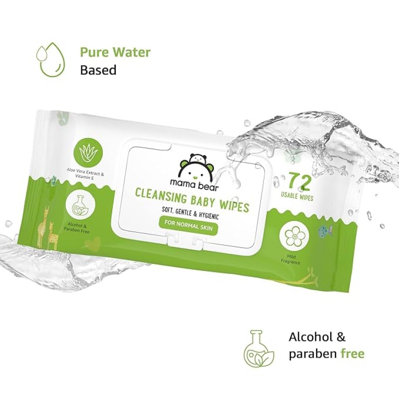 Mama Bear Wet Wipes (Pack of 3, 72 Sheets per Pack)