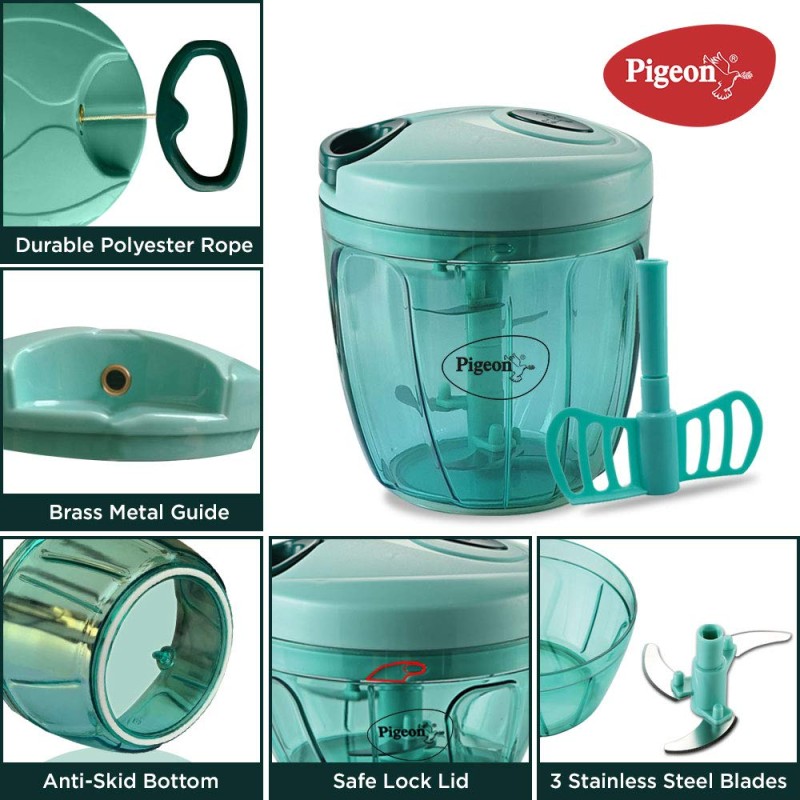 Pigeon Handy Chopper with 5 Stainless Steel Blades and 1 Plastic Whisker (14077 , XL, Green) Pigeon Handy Chopper with 5 Stainless Steel Blades and 1 Plastic Whisker (14077 , XL, Green)